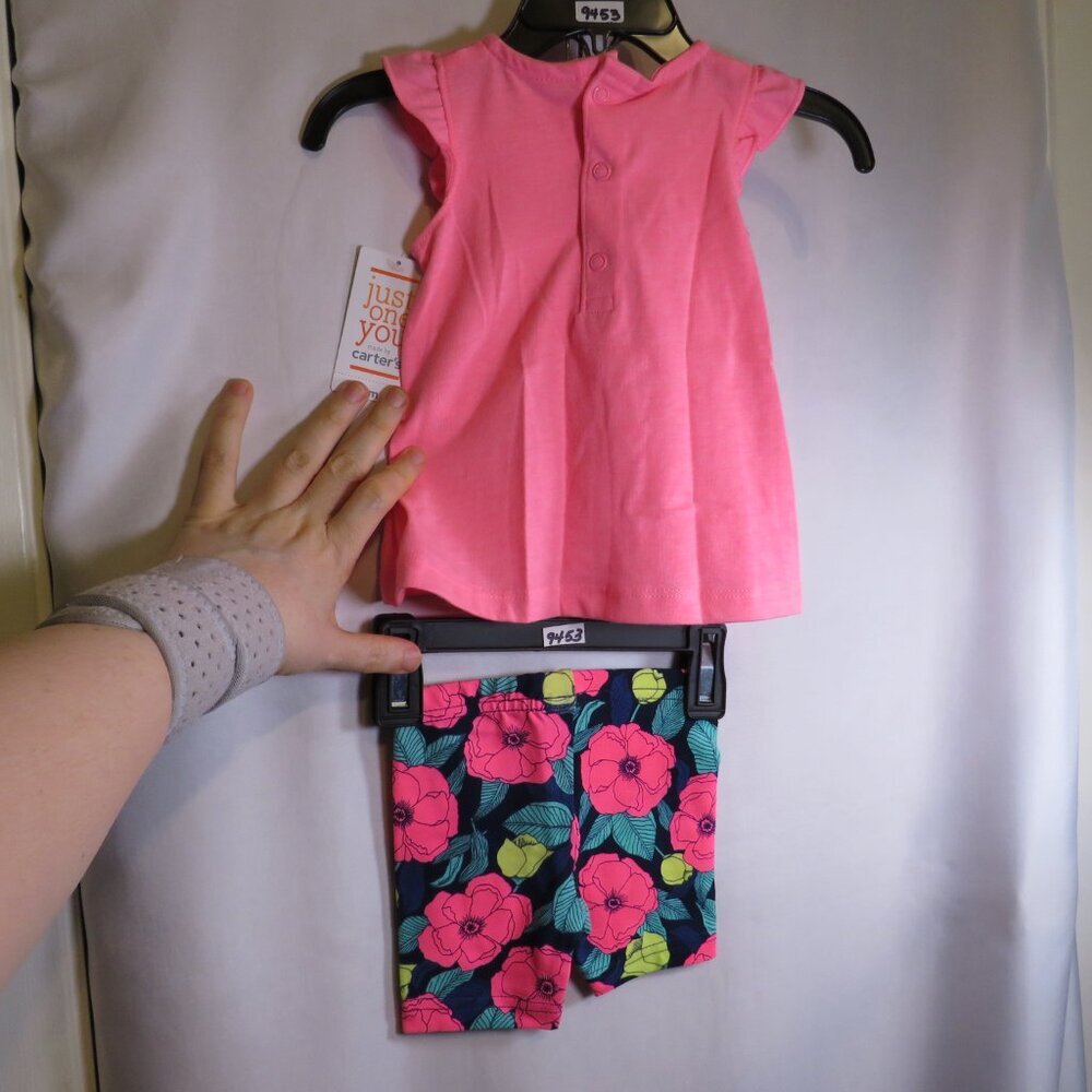 Baby Toucan Pink top with tropical floral shorts Carters (2)pc 3Mo - Picture 3 of 12